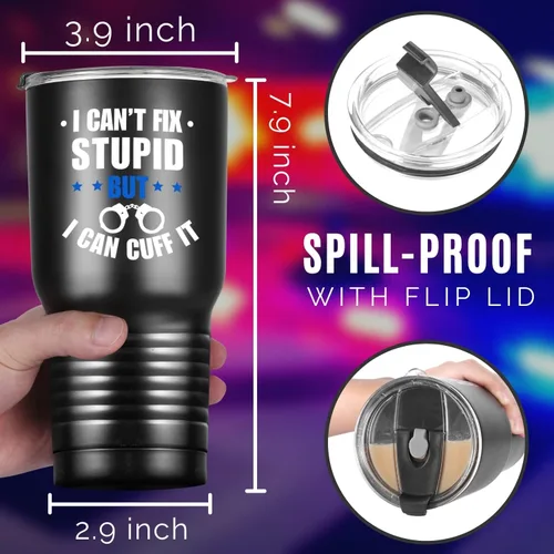 Miniatura 6 de Onebttl Vaso de acero inoxidable de 30 onzas, regalos divertidos para oficiales de policía, policías, oficiales correccionales, jubilación