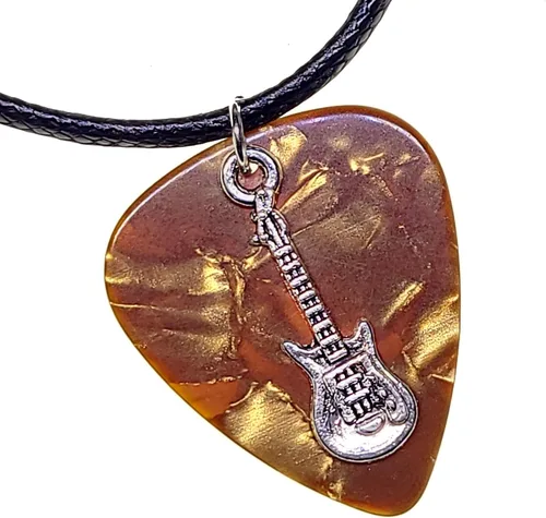 Miniatura 10 de Collar de púa de guitarra eléctrica y cadena de cordón de cuero vegano