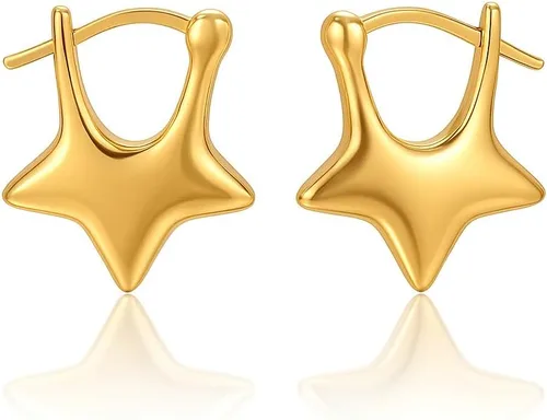 Miniatura 86 de Gempires - Aretes ligeros y gruesos, delicados y minimalistas, hipoalergénicos, chapados en oro, sin deslustre, diseño clásico, para uso diario