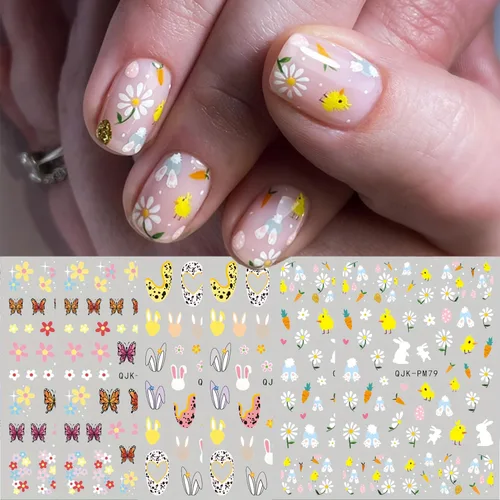 Miniatura 11 de 8 hojas de calcomanías de uñas de Halloween con diseños de fantasmas lindos, calabaza, araña, telaraña, sangre, llama 3D, autoadhesivas, Otoño