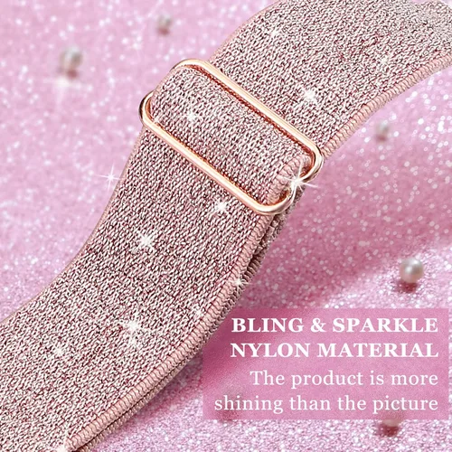 Miniatura 2 de Correas elásticas de nailon brillantes compatibles con correas de Apple Watch de 1.496 pulgadas, 1.575 pulgadas, 1.614 pulgadas, 1.654 pulgadas