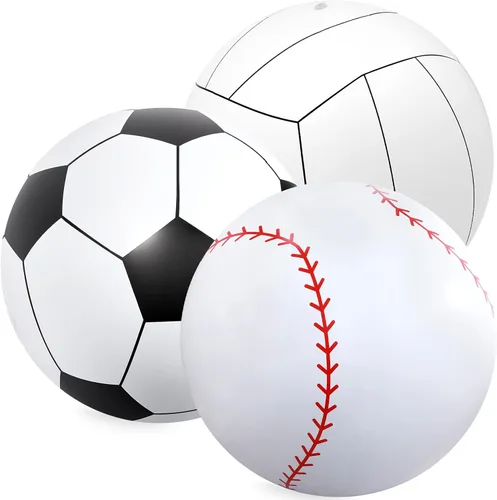 Miniatura 13 de Lewtemi 2 unidades de fútbol y baloncesto inflables gigantes de 27 pulgadas, bolas de playa inflables grandes, globos de gran tamaño para fiesta