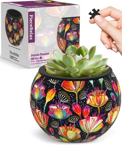 Miniatura 20 de PieceRelax Rompecabezas 3D Maceta 80 Piezas - Abundancia de Otoño, Macetas de Flores de Decoración del Hogar para Cactus de Interior, Macetas