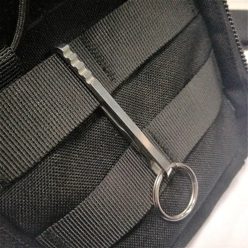 Miniatura 2 de 2 llaveros de acero inoxidable con hebilla colgante, herramienta portátil EDC Quickdraw