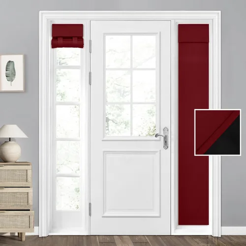 Miniatura 34 de HOMEIDEAS Cortinas 100% Opacas para Luces Laterales de Puerta Principal, Cubierta de Ventana de Puerta de Aula, Persianas de Privacidad
