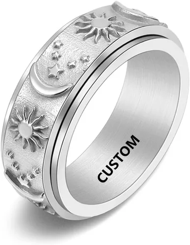 Anillo giratorio de acero inoxidable personalizado para la ansiedad, anillos negros para aliviar el estrés y la ansiedad, anillo para hombres y