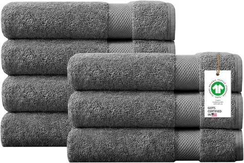Miniatura 65 de Toallas 100% algodón orgánico de 22.93 oz/m² de felpa al tacto de secado rápido, paquete de 12 toallas de lavado de algodón orgánico, certificado