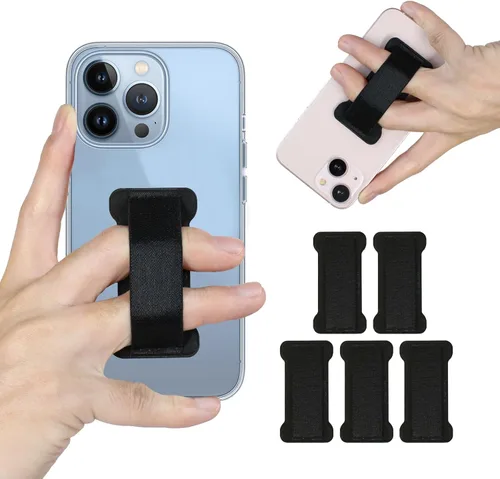 Correa de agarre para dedo de teléfono celular, soporte de dedo para teléfono, nuevo agarre delgado para selfie compatible con la mayoría de 5Negro.