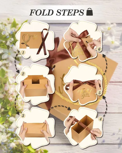 Miniatura 4 de EQOREIIN Paquete de 30 bolsas pequeñas de regalo de agradecimiento con asas 5.5 x 2.4 x 4.7 pulgadas, mini bolsas de regalo marrones con lazo