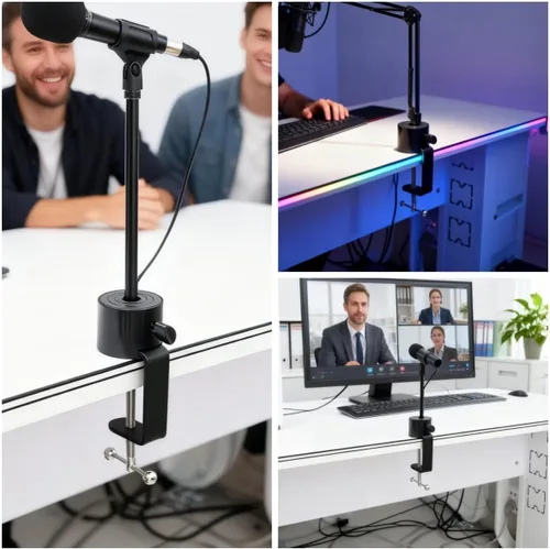 Miniatura 4 de Soporte de micrófono abrazadera de mesa para micrófono, brazo de tijera, soporte de brazo de tijera, soporte voladizo de agujero de rosca de 1/2