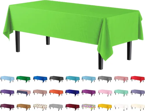 Miniatura 25 de Party Solids Paquete de 4 manteles de plástico color azul aguamarina, 54 x 108 pulgadas, mantel desechable para fiestas y pícnics