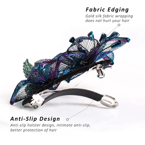 Miniatura 6 de Mistofu Pasadores de alambre de cobre de 3.93 pulgadas, tejido a mano, diseño de alto nivel, accesorios elegantes para el cabello, regalos