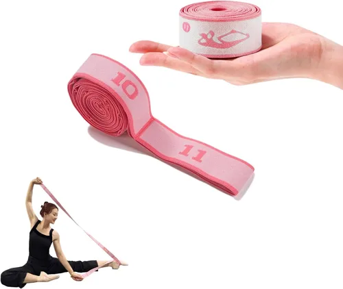 Correa Elástica Multibucle - Banda de Estiramiento para Yoga, Pilates, Ballet y Terapia Física para Flexibilidad, Estiramiento de Piernas y Rosa -