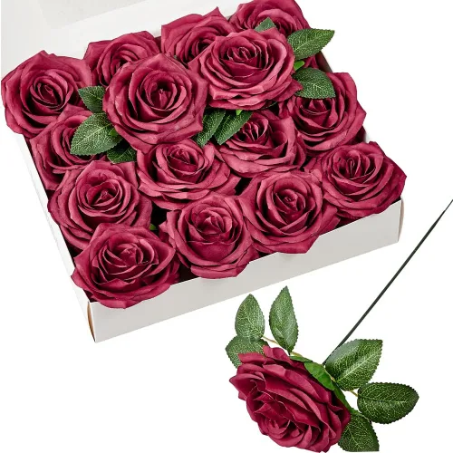 Miniatura 18 de Rosas artificiales, rosas artificiales, rosas artificiales de seda con tallos para ramos de boda, mesas de fiesta, centros de mesa, arreglos Negro