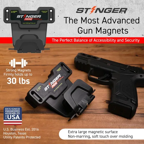 Miniatura 2 de Stinger Magnetic Gun Mount Rack w/Trigger Guard Protection, Gun Holder Conceal in Car, Truck, Vehicle, Desks, Safes, Walls, Gun Magnet for Handgun