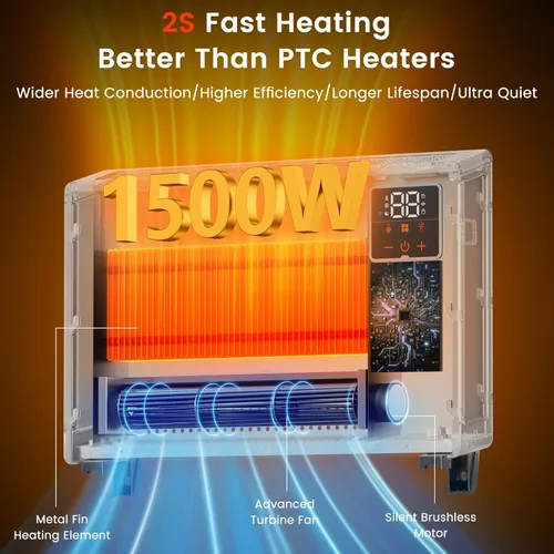 Miniatura 2 de Encyclpo Calentador de pared inteligente con control inalámbrico y remoto, calentadores de espacio de 1500 W para uso en interiores, calentador