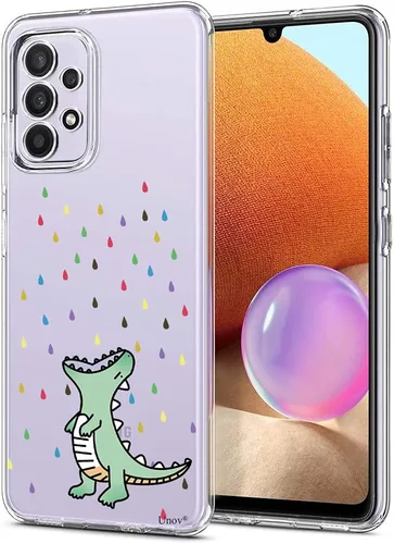 Unov Funda diseñada para Galaxy A32 5G, funda transparente con [patrón antideslizante en relieve], protección delgada a prueba de golpes [TPU