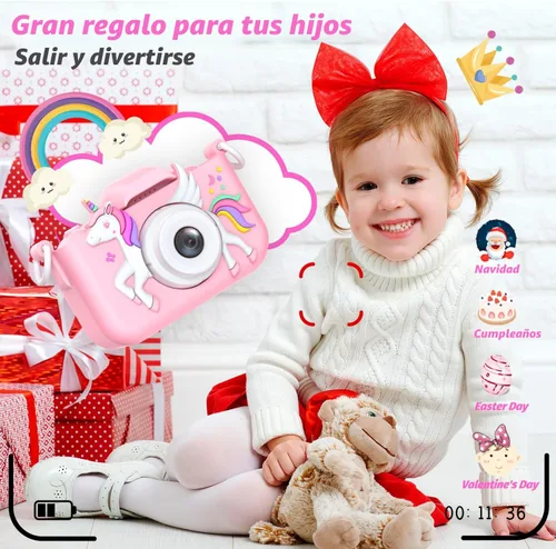 Miniatura 4 de Cámara Mejorada para Niños para Niñas, Regalos de Navidad y Cumpleaños para Niños, Cámara de Video Digital Selfie HD 1080P para Niños Pequeños