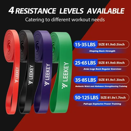 Miniatura 2 de LEEKEY Pull Up Assistance Bands,Muit Levels Resistance Bands for Senior/Adults,Exercise Bands with Door Anchor, Strength Bands for Fitness Training