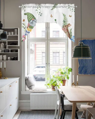 Miniatura 5 de Cortinas de cocina con cenefa de Pascua, cenefa con bolsillo para barra, paneles de cortina para dormitorio, sala de estar, baño, cafetería