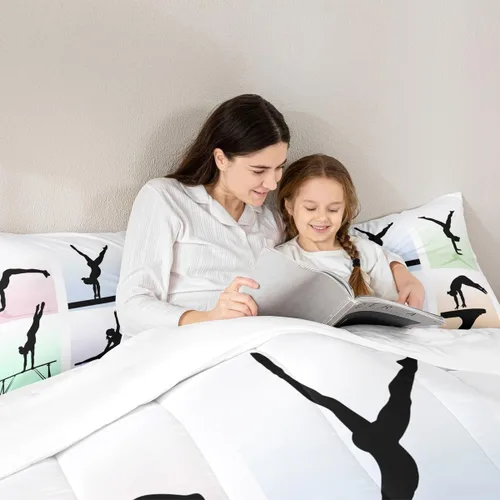 Miniatura 33 de Erosebridal Juego de ropa de cama de princesa de ballet, tamaño Queen, juego de edredón de 3 piezas para niñas bailarinas de ballet, lindo juego
