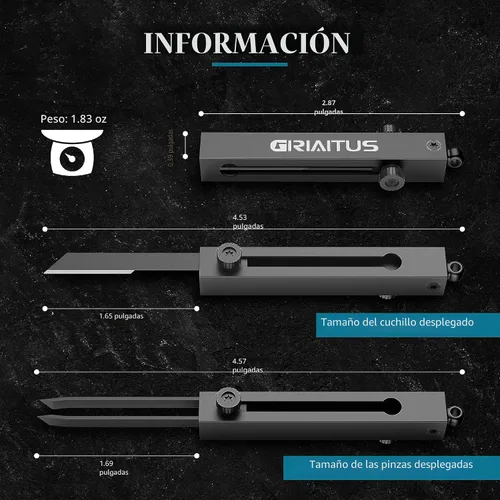 Miniatura 5 de EDC Cuchillo de Bolsillo 2 en 1 Llavero Pinzas de Precisión Multiherramienta Cortador de Cajas Retráctil Multi Herramienta Cuchillo Utilitario