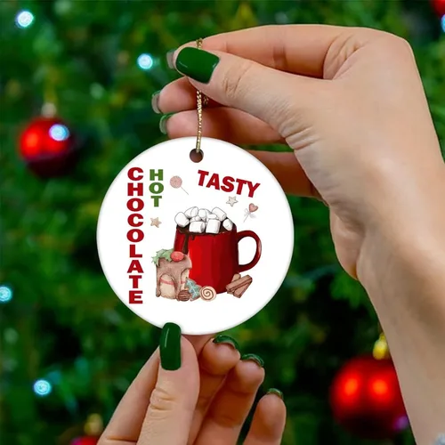 Miniatura 4 de Adornos para árbol de Navidad, barra de cacao caliente, adorno de Navidad, adorno de recuerdo, decoración del hogar, colgantes colgantes redondos