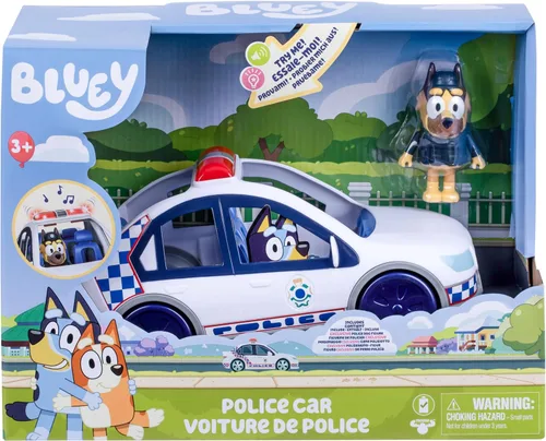 Miniatura 2 de Bluey Police Car Toy, Vehicle from The Special Episode The Sign. Includes Toy Police Car with Flashing Lights & Sounds, Policeman Figure, and Themed