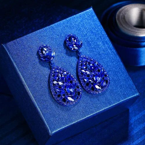 Miniatura 7 de EleQueen Aretes colgantes de cristal austriaco para mujer para boda