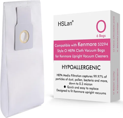 Gran repuesto para Kenmore 53294 Style O HEPA Bolsas de vacío de tela para aspiradoras verticales Kenmore, hipoalergénicas, 6 bolsas