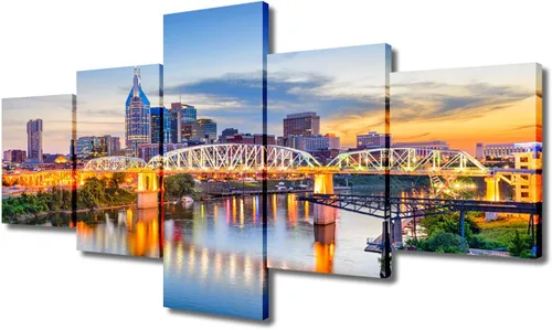 Miniatura 85 de TUMOVO Fotos en lienzo de Estados Unidos, Cincinnati, Ohio, Skyline at Dusk para tu sala de estar, impresiones de paisaje urbano de rascacielos
