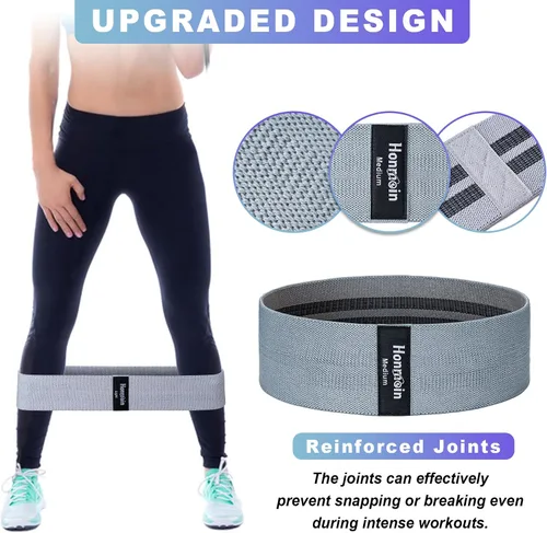 Miniatura 4 de Honmein Bandas de Resistencia para Entrenamiento, Juego de Bandas de Ejercicio de 3 Niveles para Mujeres y Hombres, Bandas de Caderas, Piernas