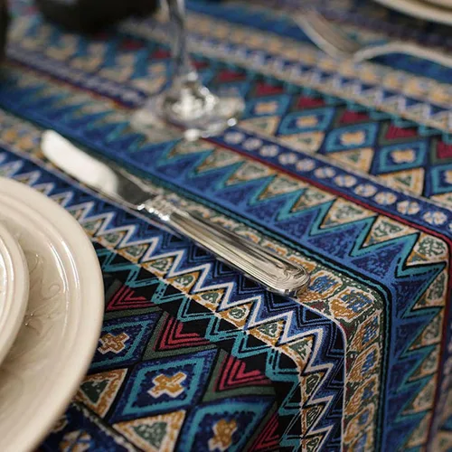 Miniatura 7 de LeLehome Elome - Mantel cuadrado de estilo bohemio vintage de 36 pulgadas, con encaje de lino y algodón, lavable, para cena y pícnic, cubierta