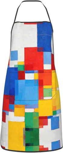 Miniatura 23 de Colorful Stars Delantal con bolsillos, delantales resistentes a las gotas de agua para mujeres y hombres, delantal ideal para uso doméstico