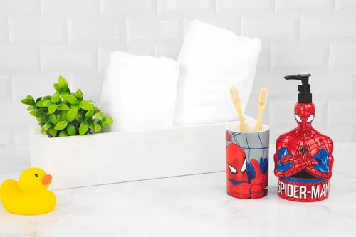 Miniatura 4 de Jay Franco Marvel Spiderman Dispensador de jabón, accesorio de baño de superhéroes rojo y azul para niños, bomba de loción de resina Rojo - Spiderman