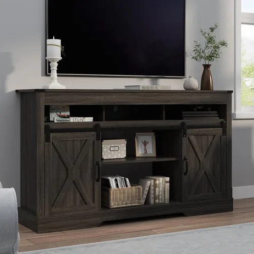 Miniatura 19 de RoyalCraft Soporte de TV con Chimenea Estilo Granja para TV de más de 65 pulgadas, Centro de Entretenimiento con Chimenea Eléctrica de 23