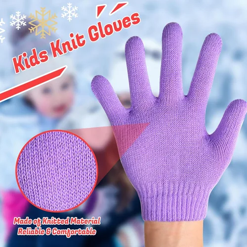 Miniatura 5 de Handepo Guantes para niños a granel de invierno de punto colorido elástico dedo completo guantes cálidos para personas sin hogar regalos de fiesta