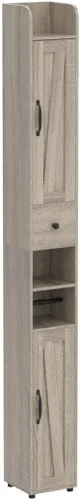 Miniatura 5 de Armario de baño con estante ajustable, armario de almacenamiento para espacio pequeño, armario de almacenamiento alto con barra de papel higiénico