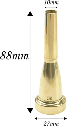Miniatura 6 de Boquilla de trompeta chapada en oro de metal compatible con piezas de accesorios de trompeta (3C)