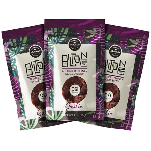 Aufschnitt Biltong - Rebanadas de carne de res estilo sudafricano, secado al aire, sin azúcar, todos los ingredientes naturales, sin gluten,