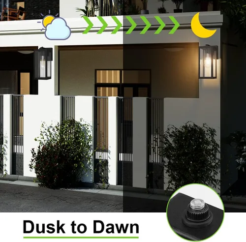Miniatura 5 de Aipsun Farol de pared para exteriores con sensor de atardecer a amanecer, aplique de pared exterior negro, soporte de pared para exteriores