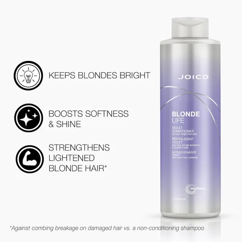 Miniatura 3 de Joico Blonde Life - Juego de champú y acondicionador violeta Para cabello rubio fresco y brillante Neutraliza los tonos cobrizos Desterrar
