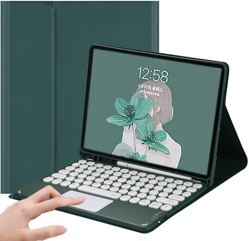 Miniatura 12 de Funda para teclado para Galaxy Tab S10 Lite/ S10 FE/S9FE/S9/S8 /S7, teclado desmontable con trackpad, funda tipo folio delgada con soporte para Azul