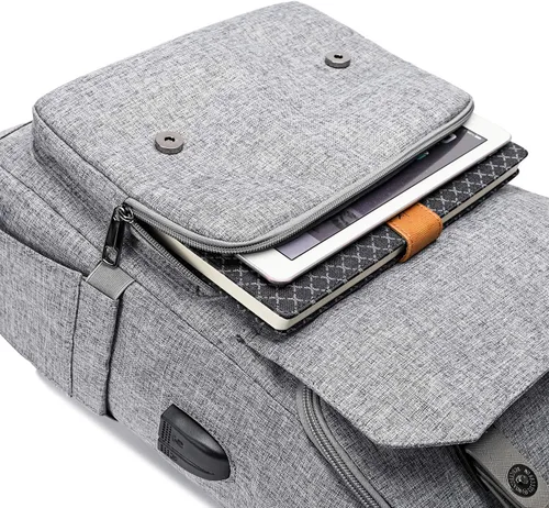 Miniatura 5 de Mochila vintage de viaje para laptop con puerto de carga USB para mujeres y hombres, estudiantes escolares. universitarios, mochila para laptop