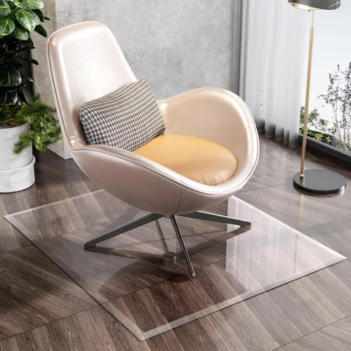 Miniatura 11 de [Vidrio templado] Tapete para silla de vidrio con borde biselado de 36 x 36 pulgadas con borde pulido, tapete transparente para silla de oficina, se