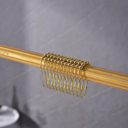 Miniatura 6 de Cortinas de ducha de mármol blanco y dorado para baño, cortina de ducha con destellos y ganchos, impresión única de oro en lámina, impermeable