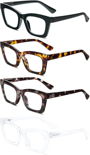 Miniatura 2 de Gafas de lectura para mujer, estilo Oprah, de gran tamaño, con bisagra de resorte cuadrada, lentes de bloqueo de luz azul