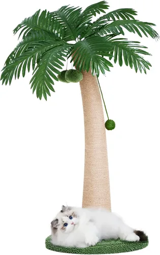 Poste rascador para gatos de 43 pulgadas, con bola colgante para gatos de interior, rascador de gato grande, rascador de sisal, nuevo redondo