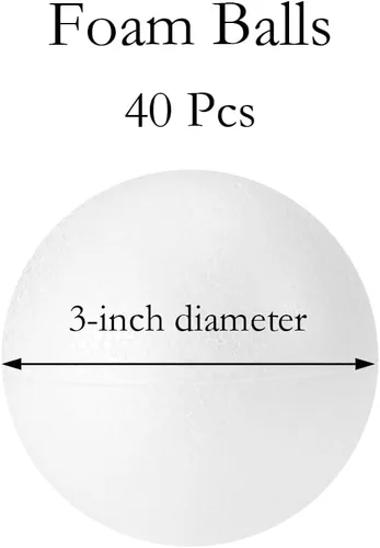 Miniatura 2 de FFchanhe - Paquete de 40 bolas de espuma de 3 pulgadas para manualidades, bolas de espuma de poliestireno, para proyectos escolares, bodas, Navidad