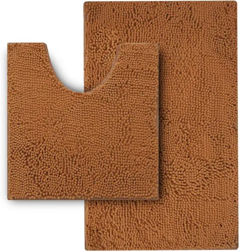 Miniatura 35 de Juego de alfombras de baño de 2 piezas, súper absorbente suave, gruesa, lavable en lavadora, alfombra de baño de chenilla antideslizante, alfombra